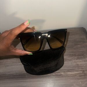 Tom Ford TF764 01B Women's Black Square Brown lens Sunglasses